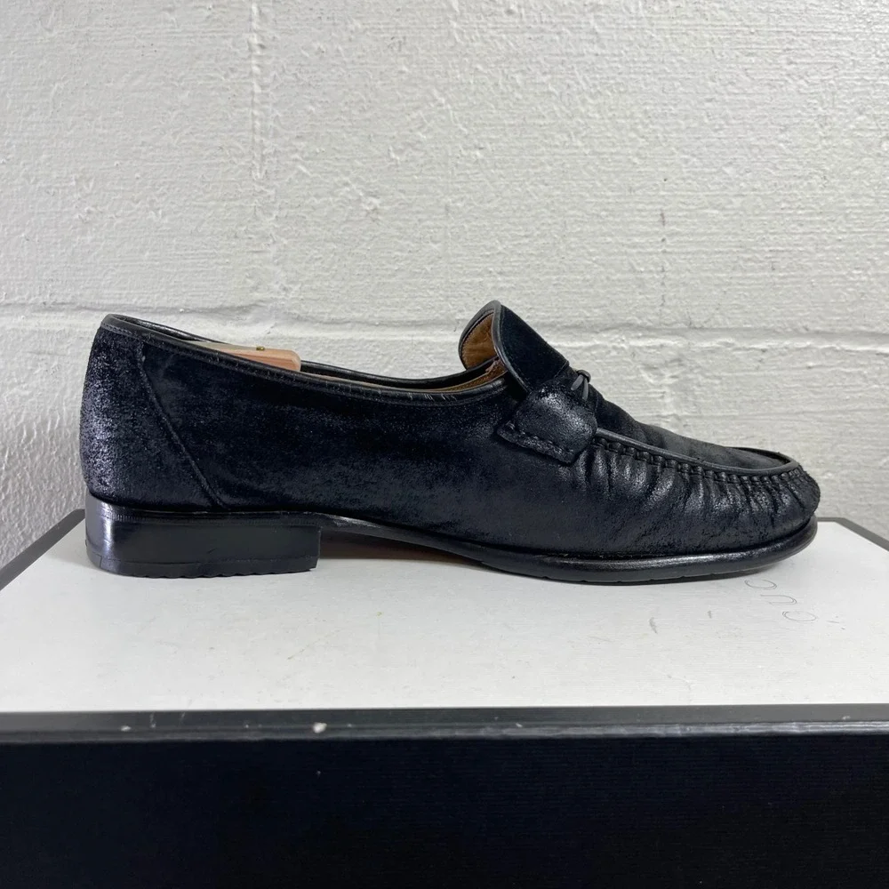 Bally Men's Black Suede Leather Bit Slip On Loafer Dress Shoes Size 9.5 EEE‎